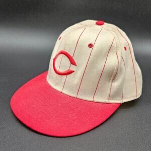 Cincinnati Reds New Era 59Fifty Diamond Collection Pinstripe Wool Size 6 7/8 VTG